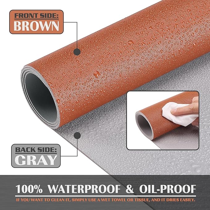 K KNODEL Large Office Leather Desk Mat, Mouse and Keyboard Pad, Computer and Laptop Mat, Desktop Protector and Cover, Writing Pad and Blotter (35.4"x17", Brown)