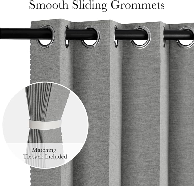 RYB HOME Accordion Style Room Divider Curtain-100% Blackout Folding Accordion Curtain for Sliding Glass Door/Bedroom, Privacy Assurd Living Room/Office Drape 1 Panel with Tieback, W100 x L84, Grey
