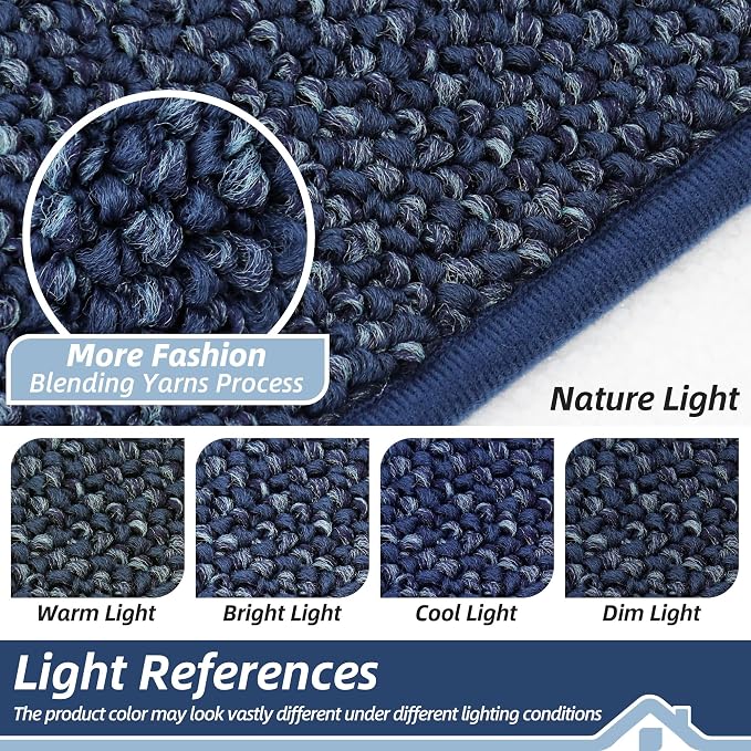 BEQHAUSE Kitchen Rugs 20"x32", Non-Slip Kitchen Mats for Floor, Super Absorbent and Stain Resistant Kitchen Rugs, Machine Washable Rugs for Kitchen, Hallway, Laundry & Sink, Blue