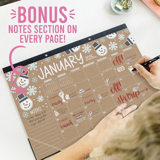 Hadley Designs Large Teacher Desk Calendar 2026-2027 - Desktop Calendar 2026, 18-Month Desk Calendars for Home, Office & Classroom, Cute Classroom Must Haves, Back to School Teacher Gifts