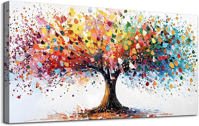 Lapremoly Abstract Wall Decorations For Living Room Large Wall Art For Office Colorful Tree Landscape Wall Paintings Bedroom Decor Modern Canvas Prints Posters Mural Artwork Ready To Hang 48"X24"