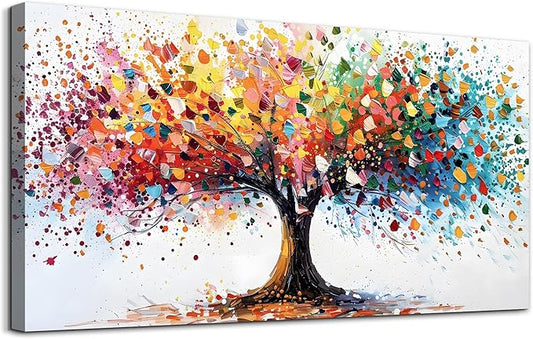 Lapremoly Abstract Wall Decorations For Living Room Large Wall Art For Office Colorful Tree Landscape Wall Paintings Bedroom Decor Modern Canvas Prints Posters Mural Artwork Ready To Hang 48"X24"