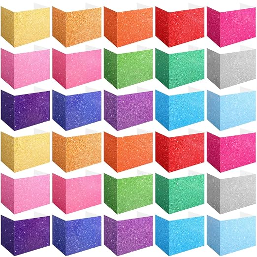 Sherr 30 Pcs School Privacy Boards Bulk for Student Colored Desk Trifold Divider Panels Privacy Partition Folder for School Student Teacher Desk, 15.8 x 13.4 x 11.81 Inch (Glitter Style,Glitter Color)