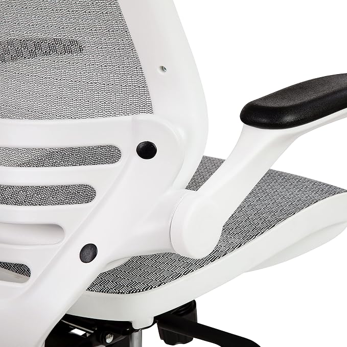 Flash Furniture Waylon Mid-Back Swivel Office Chair with Adjustable Foot Ring and Seat Height, Ergonomic Mesh Chair with Armrests, Gray/White | White Frame, Mid-Back, Flip-Up Arms, Mesh Back