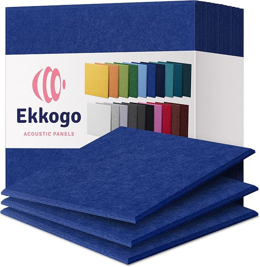 Acoustic Panels 12-Pack Soundproof Wall Panels 12"X12"X0.4" Sound Panels High Density Sound Dampening Panels - [Admiral Blue Square]