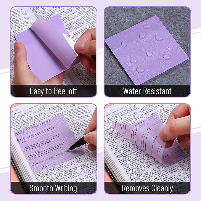 Mr. Pen- Transparent Sticky Notes, 3”x3”, Morandi Colors, 12 Pads, 600 Sheets, Bible Journaling Sticky Notes, See Through Sticky Notes, Translucent Sticky Notes, Stocky Notes for Bible Journaling