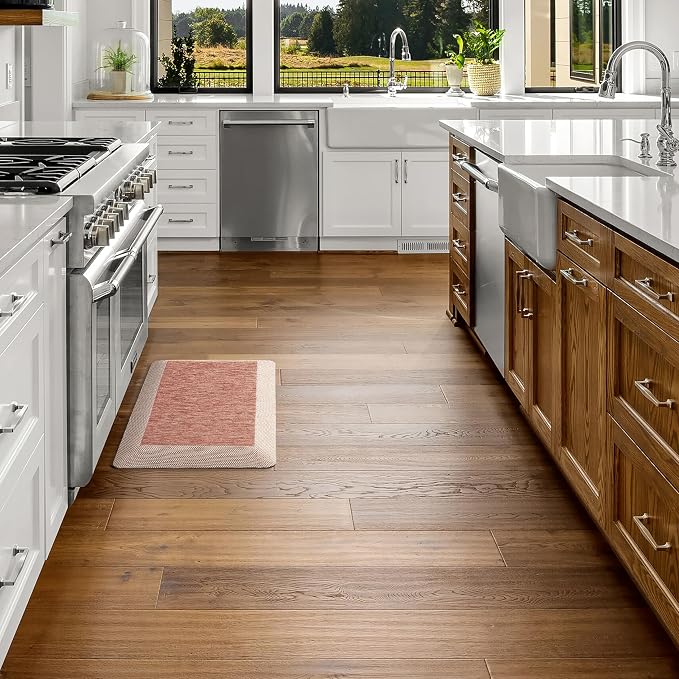 MARTHA STEWART Mira Modern Heathered Solid Anti-Fatigue Air-Infused Kitchen Mat, Spice Red, 19.6"x32"