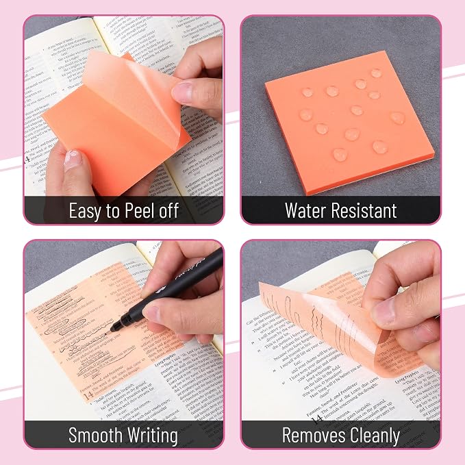 Mr. Pen- Transparent Glitter Sticky Notes, 3”x3”, 12 Pads, 600 Sheets | Glitter Transparent Note Pads, Self-Stick Bible Journaling Sticky Note for Women, Stocky Notes for Bible Journaling