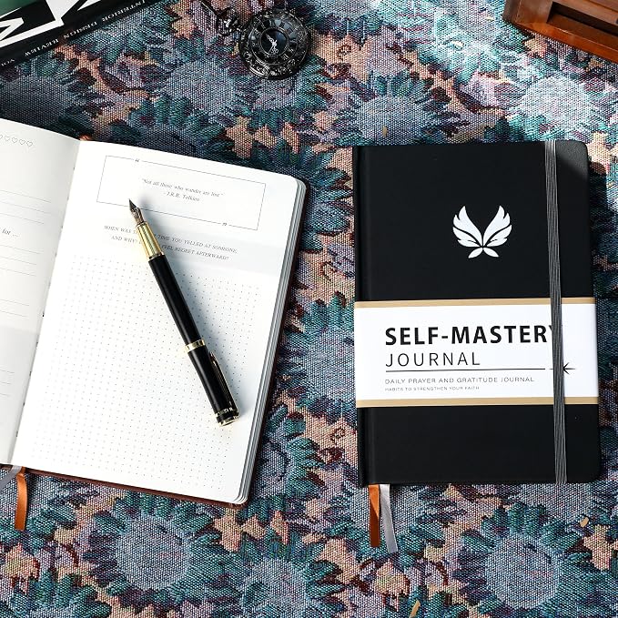 Yoment Gratitude Journal for Men 13-Week Guided Productivity 5 Minute Daily Journal with Prompts for Mindfulness, Mental Health & Productivity - Guided Self Care Gift, Black