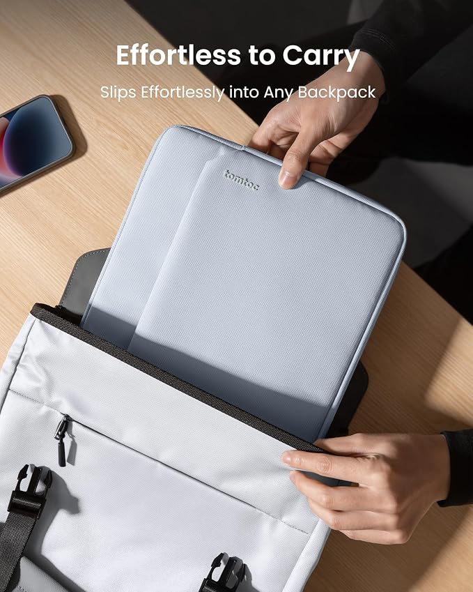 tomtoc Custom-Fit Slim Sleeve for 13-inch MacBook Neo A18 Pro A3404, Water-Resistant Protective Case with Accessory Pocket