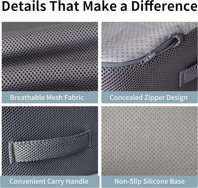 6" Extra Thick Memory Foam Office Chair Cushion – 2-Layer Booster Seat for Back & Tailbone Pain Relief, 18 x 16 x 6in Non-Slip Cushion with Carry Handle for Wheelchair, Car, and Airplane