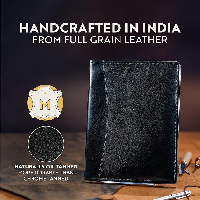Leather Portfolio Professional Organizer Padfolio – Resume Folder with Luxury Pen, Stylish Document Folio for Letter Size Writing Pad with Business Card Holder, Ideal Gift Portfolios for Men and Women
