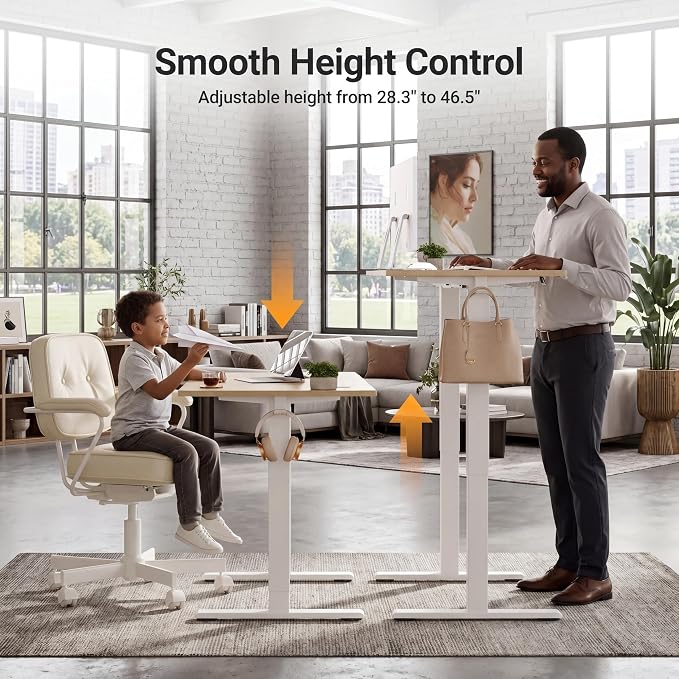 Claiks Electric Standing Desk 55x24 Inch Adjustable Desk, Nature | 156lbs weight capacity, 3 memory presets, industrial steel frame, cable management hub, adjustable height , easy assembly
