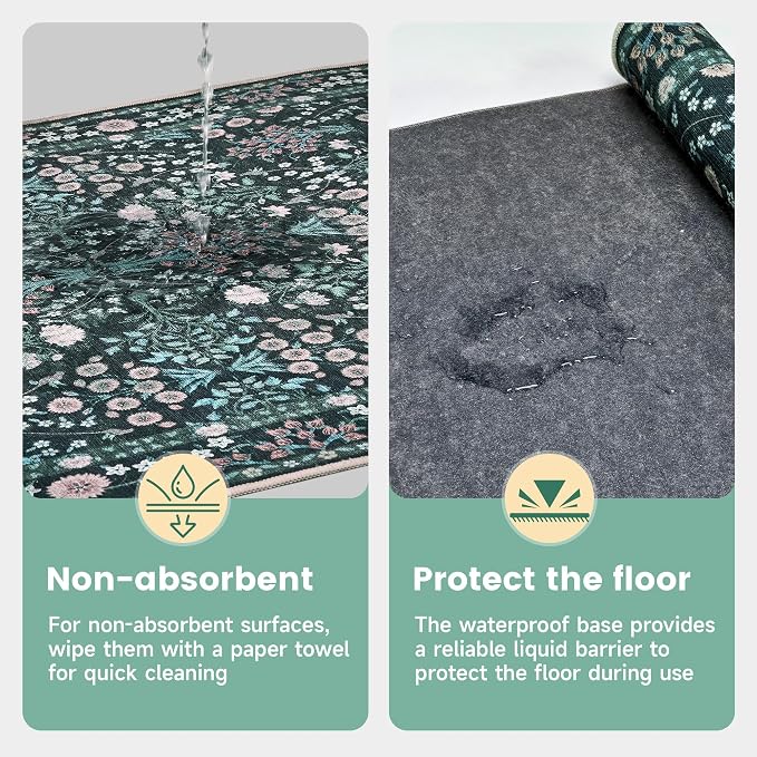 Office Chair Mat for Hardwood Tile Floor, 36"x48"Anti-Slip Under Desk Carpet Protector for Rolling Computer Chair Mat, Machine Washable Office Area Carpet (Chenille,Vibrant Green)