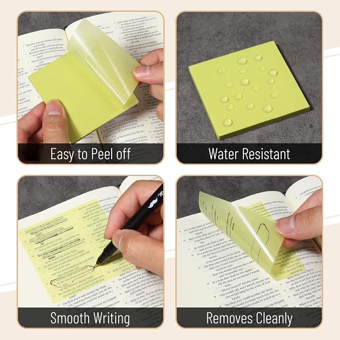 Mr. Pen- Transparent Glitter Sticky Notes, 3”x3”, 12 Pads, 600 Sheets | Glitter Transparent Note Pads, Self-Stick Bible Journaling Sticky Note for Women, Bible Journaling Supplies