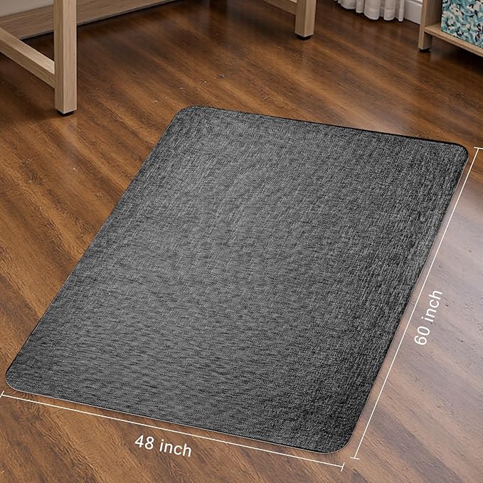 Sycoodeal Office Chair Mat for Hardwood & Tile Floor,Computer Gaming Chair Mat for Rolling Chairs Non-Curve, Anti-Slip, Heavy Duty Floor Protector for Home Office,Black (48" x 60")
