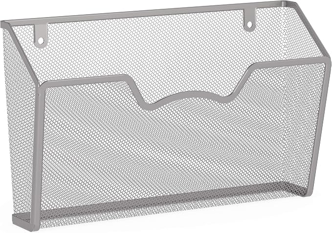 Simple Houseware Wall Mount Single Pocket File Organizer Holder, 3 Packs, Silver