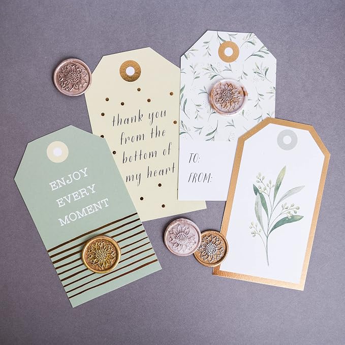 Hoppler Premium Wax Seal Kit with Seal Gun, Wax Sticks, a Flower Stamp, 12 Cavity Silicone Mold, and Extra Additions to Make Seals Stand Out and Make Invitations in Bulk. (Champane Gold)