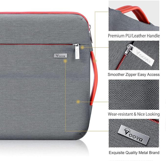 Voova Laptop Sleeve Case 13 13.6 Inch with Handle, 360°Protective Waterproof Slim Computer Bag Cover Compatible with MacBook Air 13 M1/M2/M3/M4 2020-2024, MacBook Pro 13, IPad Air/Pro 13, Grey