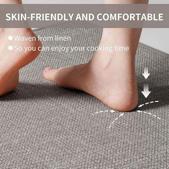 YDKGL Water Absorbent Runner Rugs for Kitchen, Kitchen Mat in Front of Sink, Oil Absorbent Kitchen Mats for Floor,Non-Slip Kitchen Rugs,Durable Kitchen Mats，17x30 Gray Kitchen Rugs,