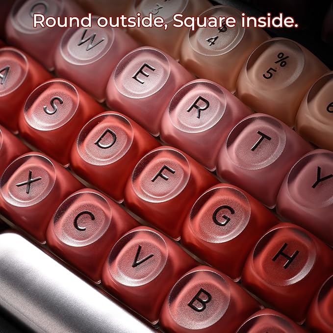 OHY Lipstick Keycaps, XVX HOA Profile Red Jelly Keyboard Keycap, 132-Key Cute Custom Keycaps for Mechanical Keyboards with Cherry/Gateron MX Switches-Berry Kiss (Only Keycap,No Keyboard)