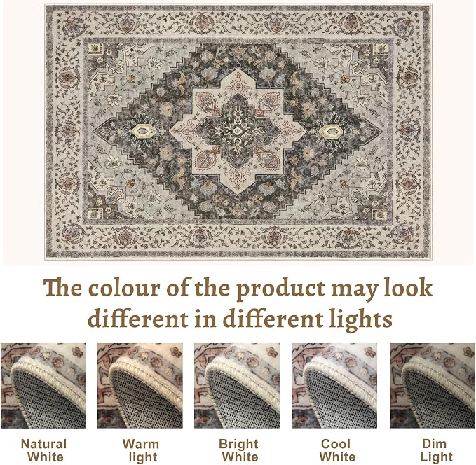 Tangsoo Kitchen Rugs 2x4 Washable Rug for Entryway Vintage Non Slip Small Rugs Front Door Mat Indoor Entrance, Farmhouse Throw Rug Grey Soft Low Pile Rugs Small Carpet for Entry Bedroom Bathroom