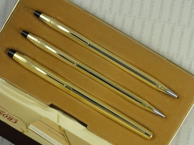 Made in The USA Century Classic Trio of 10K Rolled/Filled Rollerball Pen, Ball-Point Pen and 0.9MM Pencil Combo Set. Very Rare Made in Lincoln Rhode Island, USA