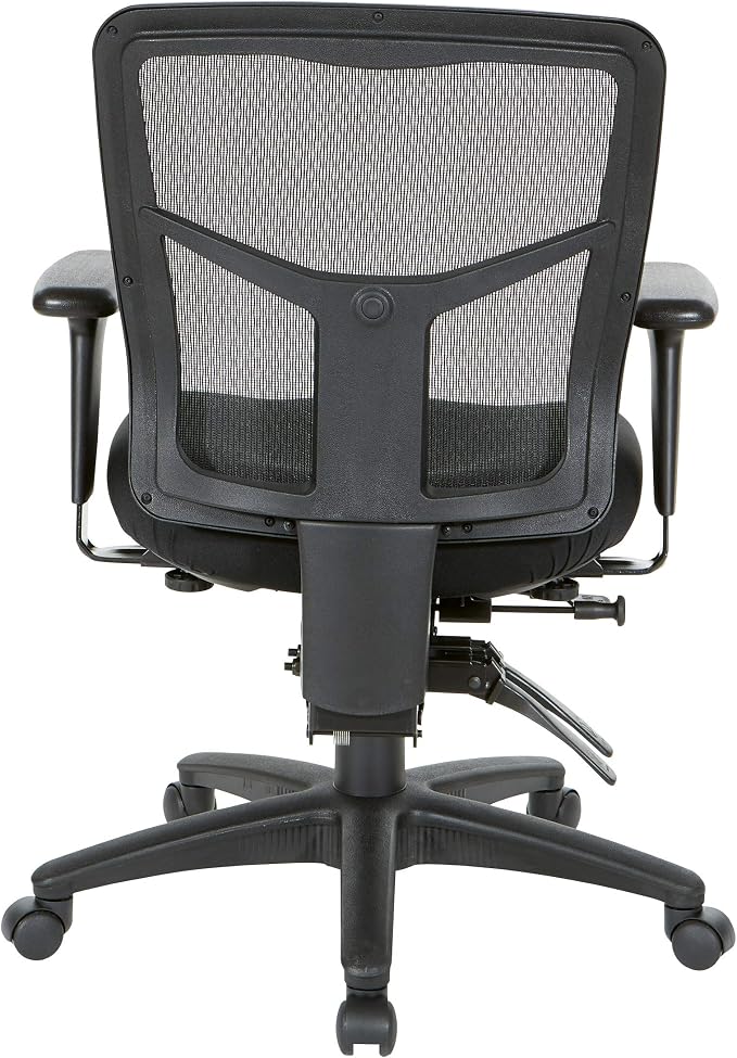 Office Star ProGrid Breathable Mesh Manager's Office Chair with Adjustable Seat Height, Multi-Function Tilt Control and Seat Slider, Mid Back, Coal FreeFlex Fabric