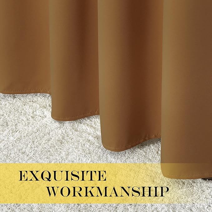 NICETOWN Patio Curtain for Sliding Glass Door - Grommet Blackout Thermal Curtain Room Darkening Sound Reducing Drape for Bedroom/Living Room (Gold Brown, 1 Panel, W100 x L84)