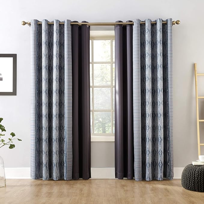 Sun Zero Nordic 2-Pack Theater Grade Noise Reducing Extreme 100% Blackout Grommet Curtain Panel Pair, 52" x 96, Coal Gray, 52" x 96"