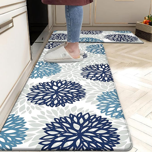 Kitchen Mats Set of 2 Cushioned Anti Fatigue Kitchen Rugs Non Slip Waterproof Kitchen Runner Memory Foam Kitchen Floor Mat Comfort Standing Mat for Sink,Office,Laundry,17.3 x 28 inch + 17.3 x 47 inch