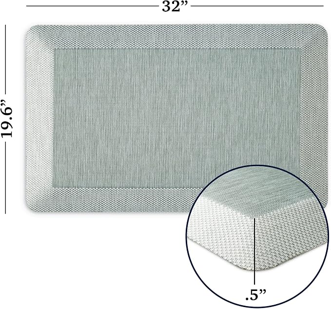 Martha Stewart Mira Modern Heathered Solid Anti-Fatigue Air-Infused Kitchen Mat, Mint Green, 19.6"x32"