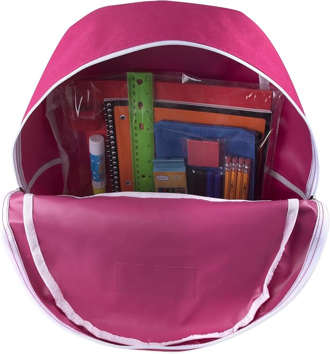 24 Pack Bulk Backpacks with School Supplies for Kids - Trailmaker Wholesale Backpack and School Supplies Kits (Girls Colors Pack)