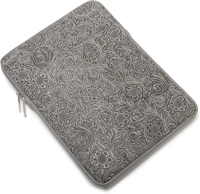 Kinmac 360° Protective Vertical Laptop Sleeve Case Cover Bag (Paisley Grey PU, 13.5 inch-14 inch)