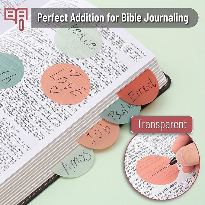 Mr. Pen- Round Transparent Sticky Notes, 1.8”, 4 Pads with Black Fineliner | 200 Sheets, Smooth Writing, Water-Resistant, Clean Removal, Easy-Peel Sticky Notes for Bible Journaling & Planning