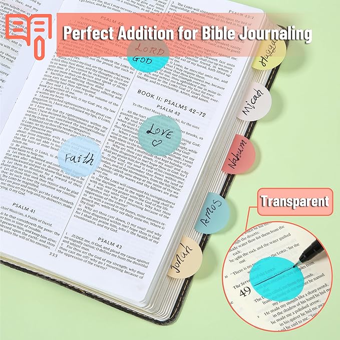 Mr. Pen- Transparent Sticky Note Set, 560Sheets, Colorful, Round Transparent Sticky Notes Set, Stocky Notes for Bible Journaling