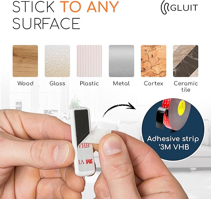 GLUIT Cord Organizer for Desk, Cable Holder for Nightstand, Charger Organizer, Adhesive Desktop Wire Clips, Multislot Cable Management, Table Organizer Accessories (White, 20 Pack, 30 Slots)