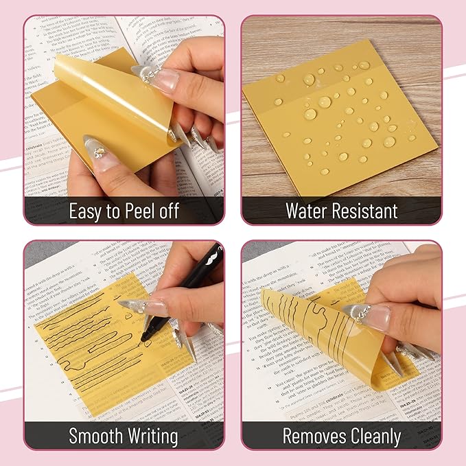 Mr. Pen- Transparent Sticky Notes, 3”x3”, Happy Harmony, 12 Pads, 600 Sheets, Bible Journaling Sticky Notes, See Through Sticky Notes, Translucent Sticky Notes, Stocky Notes for Bible Journaling