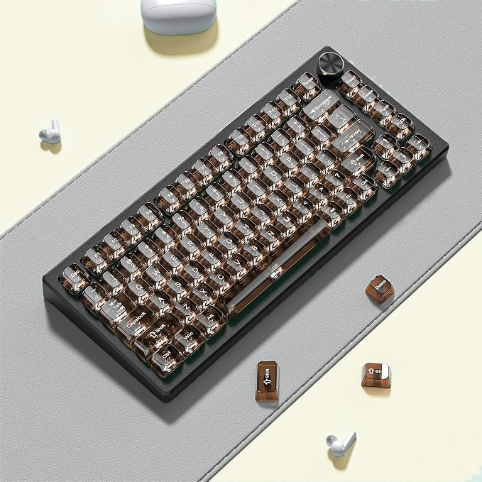 dagaladoo Clear keycaps,Transparent Keyboard keycaps,Jelly Key caps Set,Shine Through keycap，MDA Profile Keyboard caps for Mx Switches Mechanical Keyboard(Coffee)