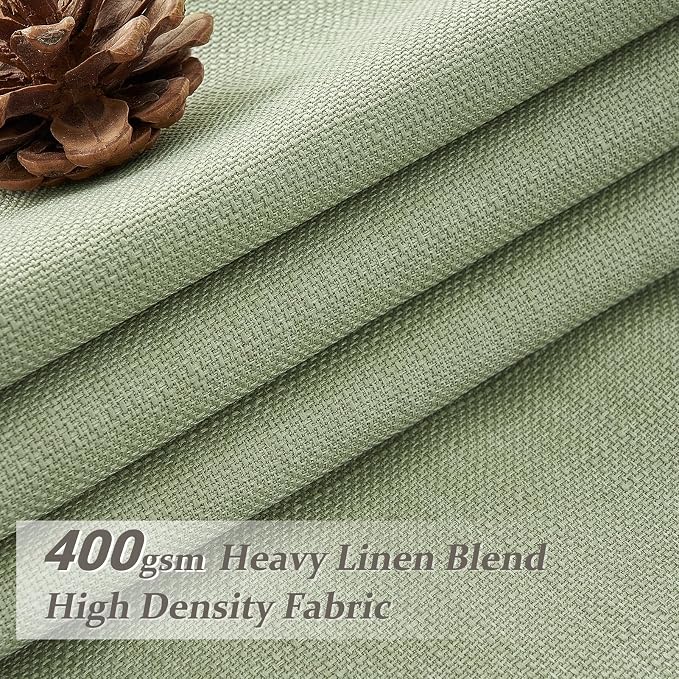 120 Inch Extra Long Sage Green Blackout High Ceiling Curtains for Living Room, Memory Trained Pinch Pleated Two Layer Linen Soundproof Heat Blocking Boho Large Windows Curtain 10FT Length 2 Panels Set