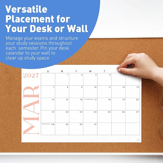S&O Modern Large Desk Calendar from July 2026-December 2027 - Tear-Away Table Calendar 2026-2027 - Desktop Blotter - Academic Desk Planner - Desk Pad Large - 11x17in