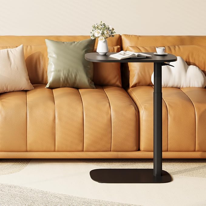 SANODESK 24''Standing Desk Pneumatic Height Adjustable Mobile Overbed Table | Desk Laptop Desk,Bedside Table,Computer Cart for Home Office Computer Workstations Small Spaces,23.6" W x 13.8" D,Black