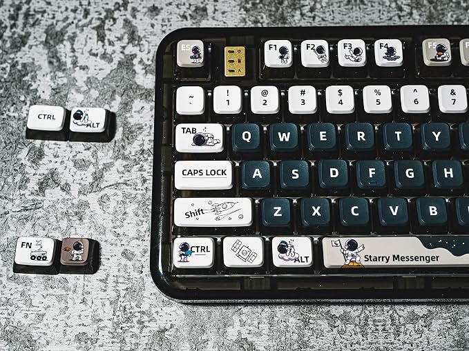PBT Pudding Keycaps, Astronaut Theme, 117Keys Sublimation Keycap Set, ASA Profile Custom for Cherry Gateron MX Switch Mechanical Keyboard