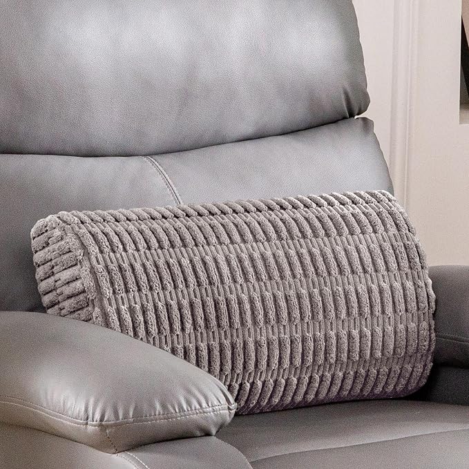 Lumbar Support Pillow for Recliner Chair/Office Chair/Couch, Memory Foam Back Support Cushion with Adjustable Strap, Recliner Cushions for Lower Back Pain Relief, Sleeping, Washable Cover, Grey