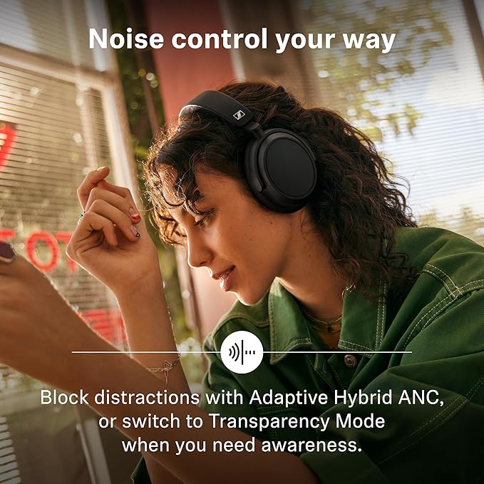 Sennheiser ACCENTUM Plus Wireless Bluetooth Noise Cancelling Headphones - Quick-Charge Feature, Up to 50HR Playtime, Adaptive Hybrid ANC, for Traveling, School & Work, Black