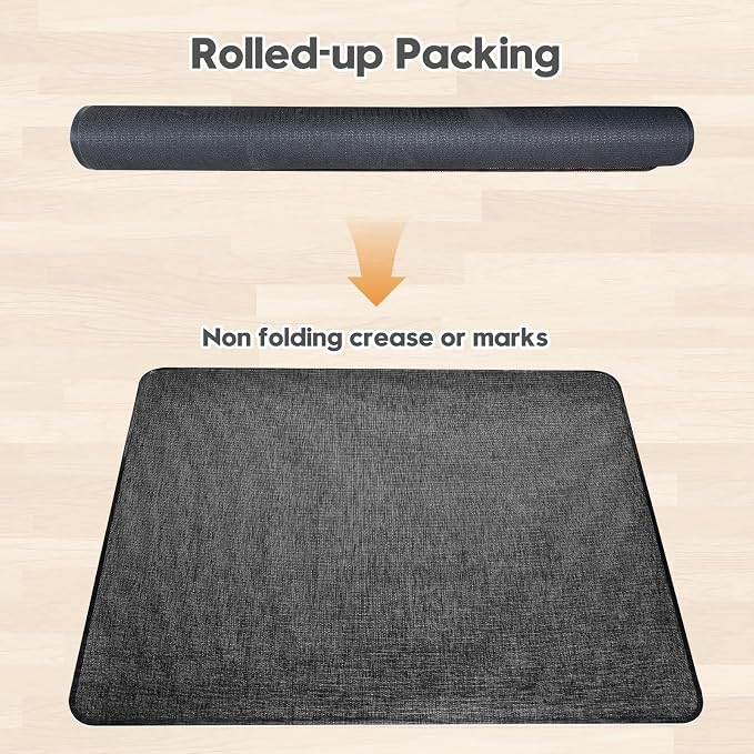 Sycoodeal Office Chair Mat for Hardwood & Tile Floor,Computer Gaming Chair Mat for Rolling Chairs Non-Curve, Anti-Slip, Heavy Duty Floor Protector for Home Office,Dark Black (40" x 48")
