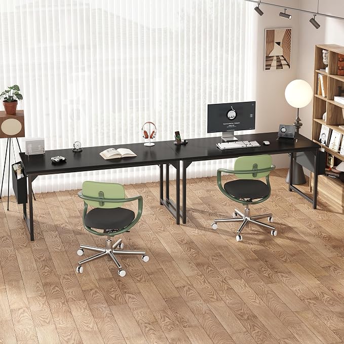 OLIXIS 63 Inch Computer Desk for Home Office, Writing Study Craft Gaming Table, Modern Computer Workstation with Storage Bag and Headphone Hook for Bedroom Small Spaces, Black