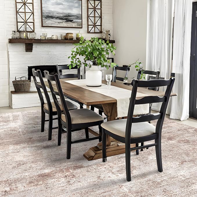 RUUGME 8x10 Area Rugs Abstract: Washable Living Room Rug Non-Slip Low Pile Stain Resistant Throw Rugs for Bedroom Dining Room - Large Soft Indoor Carpet for Modern Farmhouse Decor (8X10 Beige-Brick)