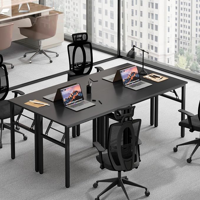 Need Office Computer Desk -35.8 L Sturdy and Heavy Duty Folding Laptop Table,Writing Table/Home Office Desk/Sewing Table, No Assembly Required, Black & Black Frame