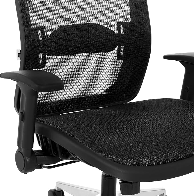 Space Seating 867A Series Adjustable Manager's Office Chair with Breathable Matrix Back and Padded Flip Arms, Black